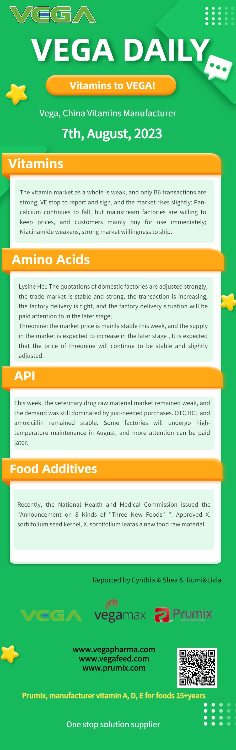 Vega Daily Dated on August  7th 2023 Vitamin Amino Acid API Food additives.jpg